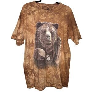 Vintage 90s The Mountain Grizzly Bear Graphic T Shirt Tie Dye USA Wildlife Sz XL